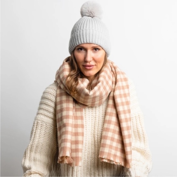 Hat Attack The Check Scarf In Blush - Picture 1 of 5